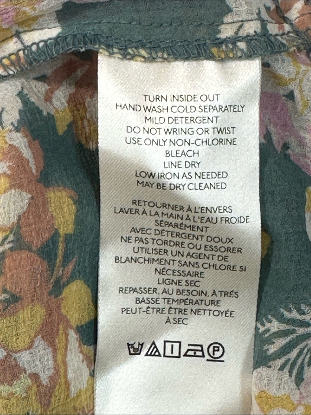 Free People Maybel Blouse Green Floral Ruffle Tie-Front Top Pink & Yellow Blooms - Picture 11 of 15